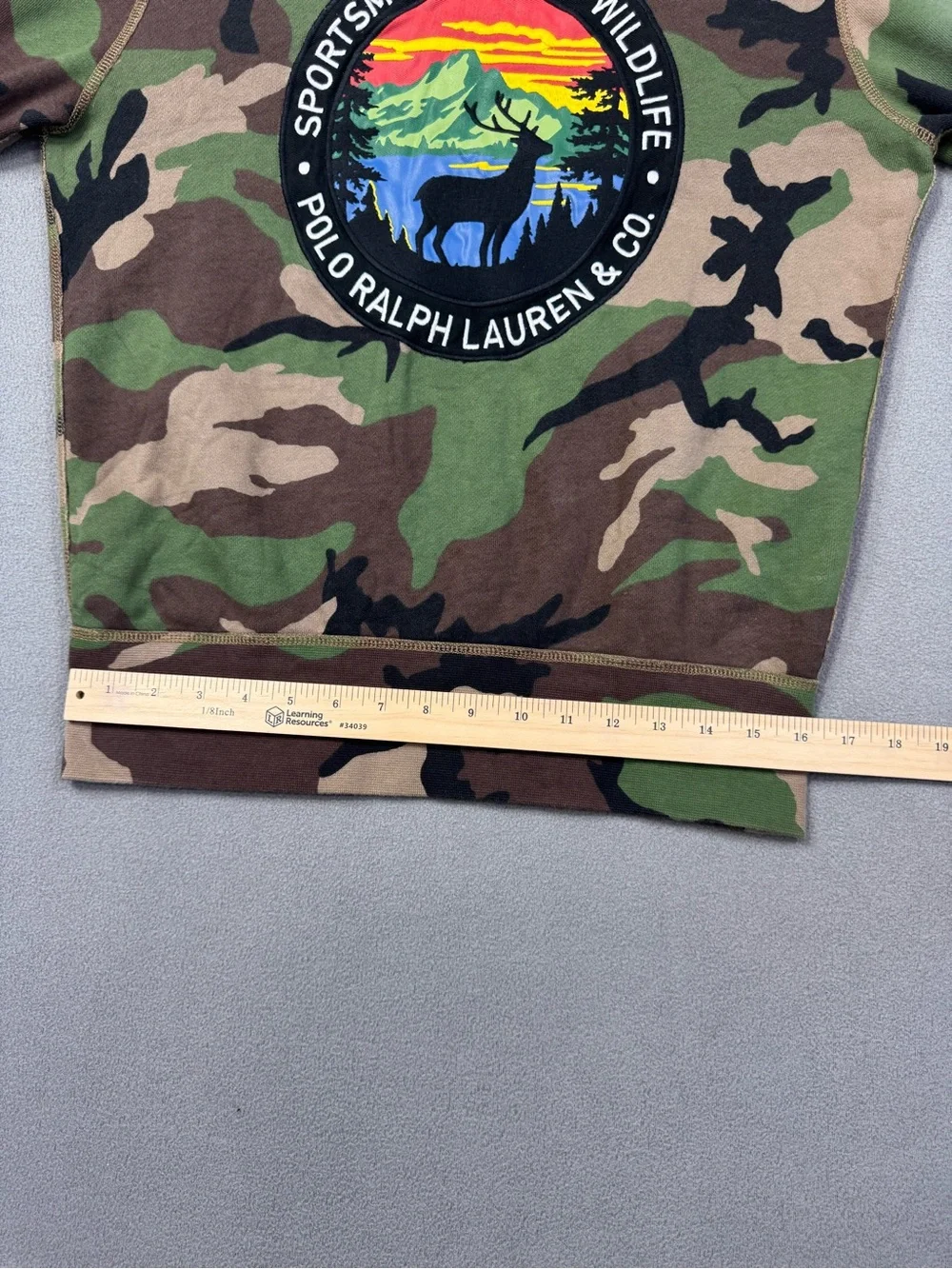 Polo Ralph Lauren Wildlife Sportsmen Cookie Patch Camo Crewneck Sweatshirt, S